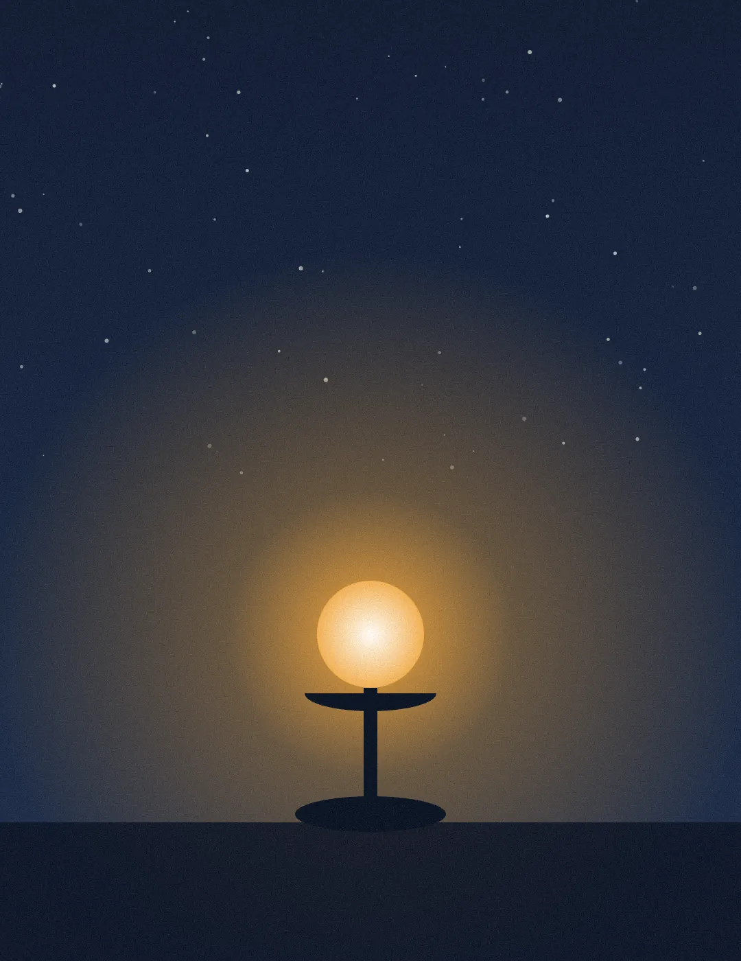 Oil lamp glowing in the dark